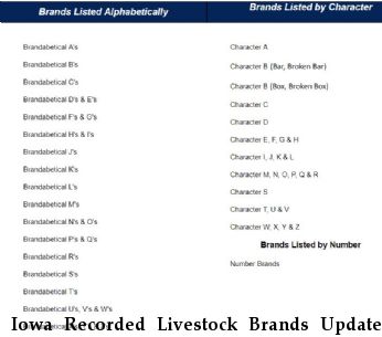 Iowa Recorded Livestock Brands Updated 09/07/2018
